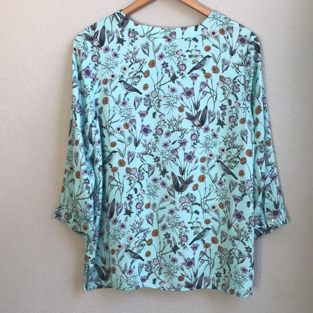 J Jill Floral Bird Print Women's Top - Picture 10 of 16